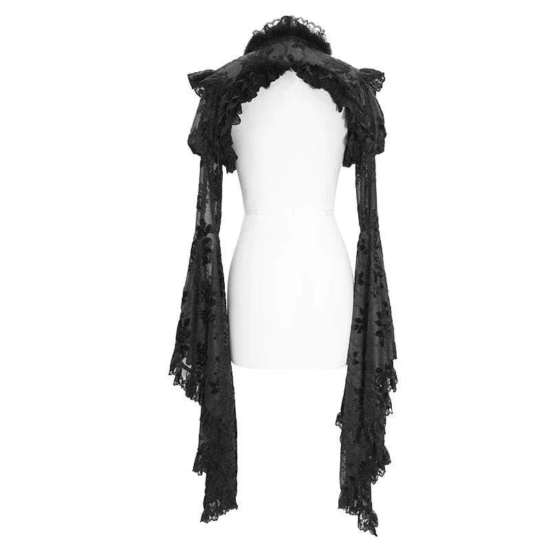 Wunderschöne gekräuselte Umhänge mit Blumenmuster und Flare-Ärmeln für Damen