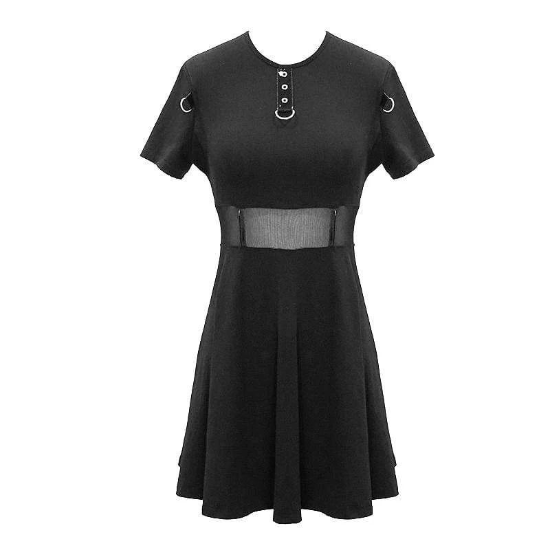 Damen transparente Taillenringe & Ketten Schwarze kleine Kleider mit abnehmbarer Kette