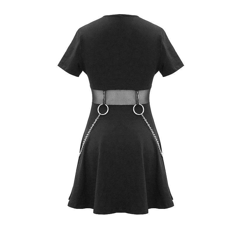 Damen transparente Taillenringe & Ketten Schwarze kleine Kleider mit abnehmbarer Kette