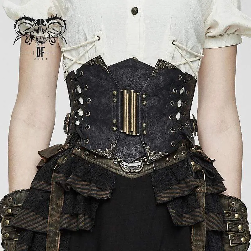 Frauen Punk Floral Schnürung Underbust Korsetts