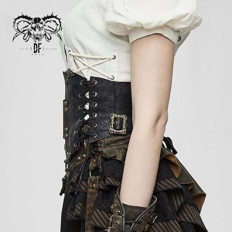 Frauen Punk Floral Schnürung Underbust Korsetts