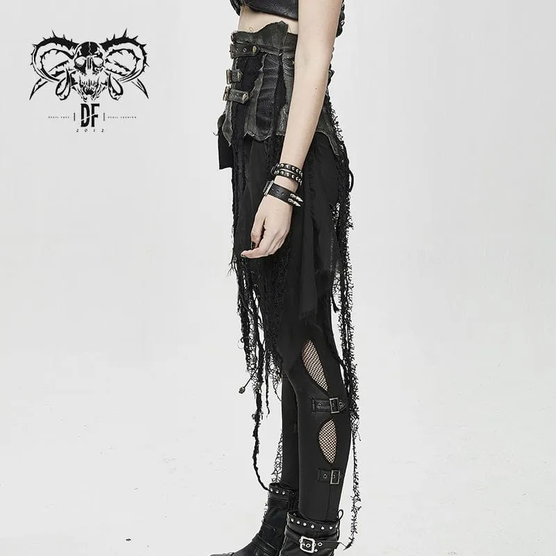 Frauen Punk Gürtel Slim Underbust Korsetts mit zerrissenem Rock