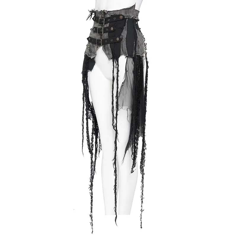 Frauen Punk Gürtel Slim Underbust Korsetts mit zerrissenem Rock