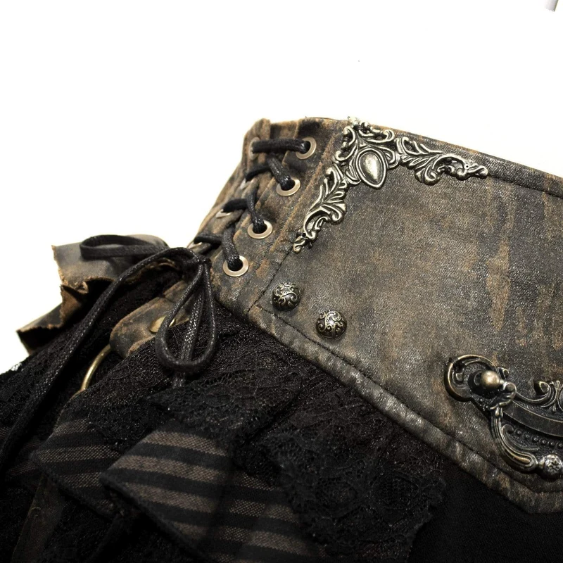 Damen Vintage Schnürschärpen Rüschen Lagenröcke