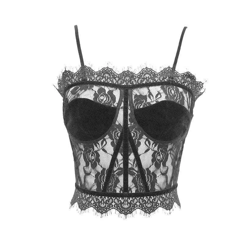 Frauen Gothic Sheer Floral Lace Bustiers