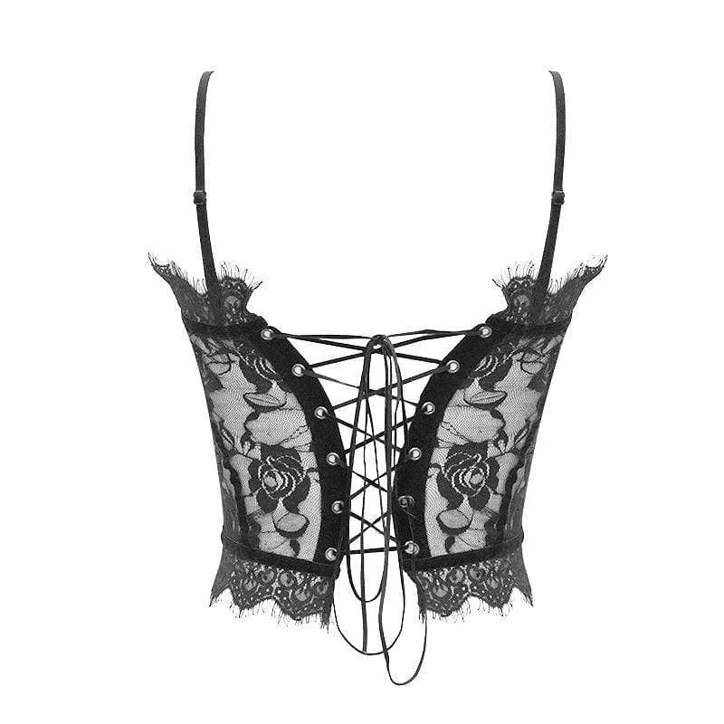 Frauen Gothic Sheer Floral Lace Bustiers