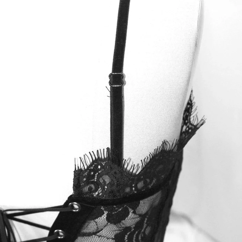 Frauen Gothic Sheer Floral Lace Bustiers