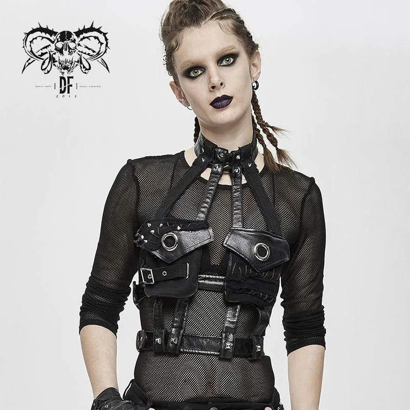 Damen Gothic Punk PU Leder Taschengeschirr