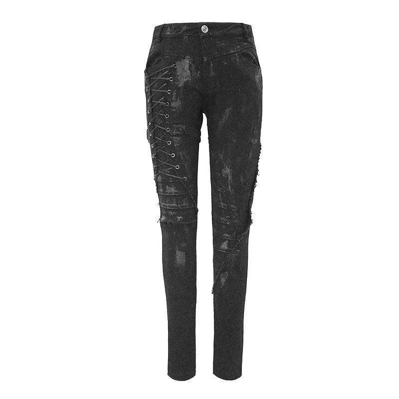 Damen Gothic Seile ausgefranst schlanke lange Hosen