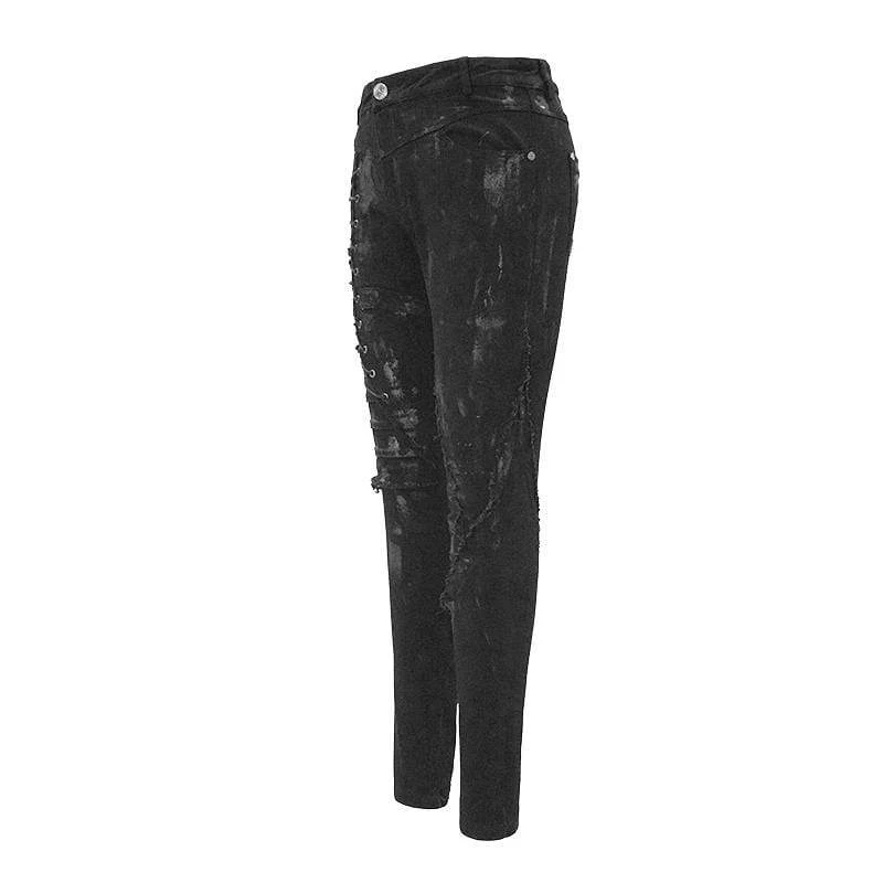 Damen Gothic Seile ausgefranst schlanke lange Hosen