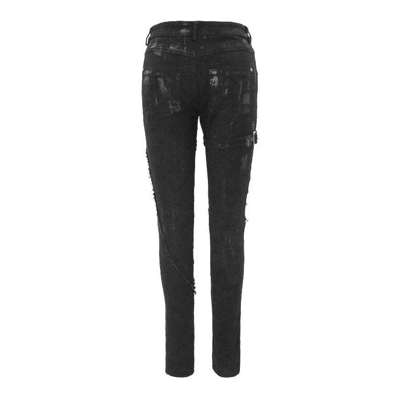 Damen Gothic Seile ausgefranst schlanke lange Hosen