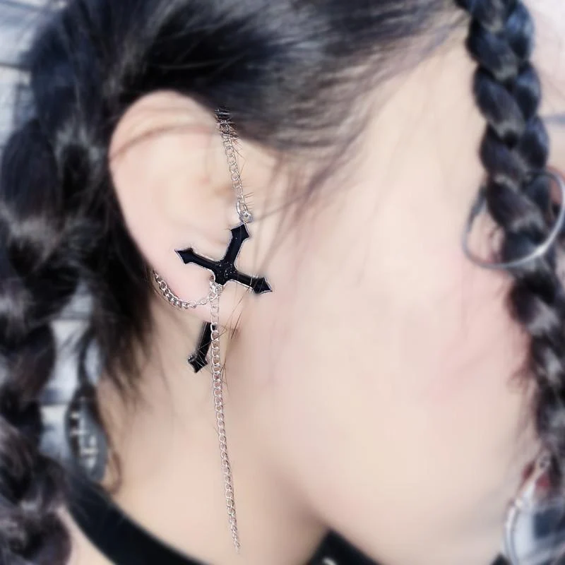 Gothic Cross Chain Ohrringe für Frauen