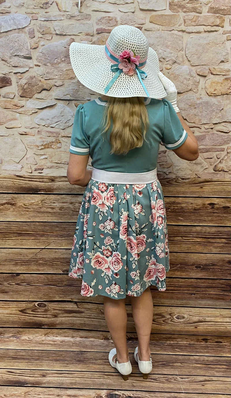 50er Jahre Retro Damen-Outfit Gr. 42 mit Hut, Handschuhen & Accessoires