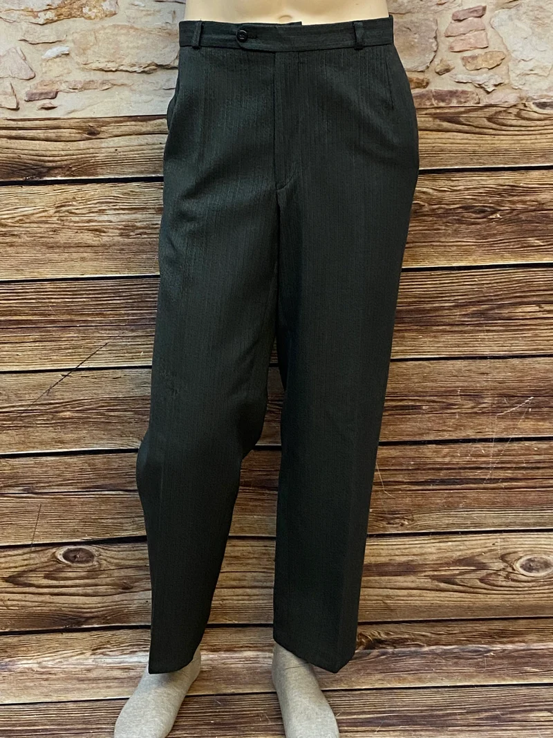 Vintage Fischgrät Hose Herren Gr.58 – Grau High Waist Bundfalten 1980er