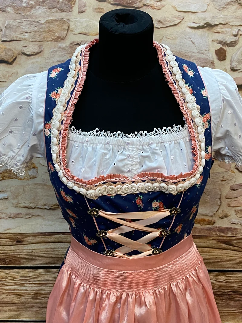 Dirndl blau rosa - 3tteilig, Gr.38