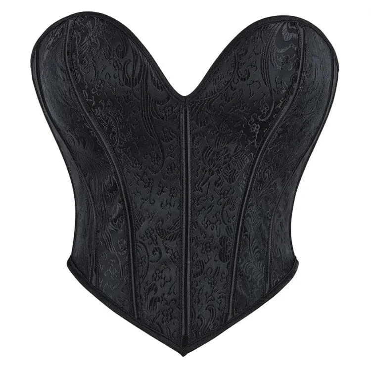 Gothic-Jacquard-Korsett für Damen, einfarbig, zum Schnüren, über der Brust
