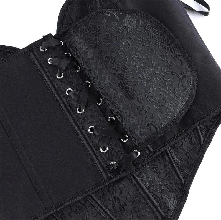 Gothic-Jacquard-Korsett für Damen, einfarbig, zum Schnüren, über der Brust