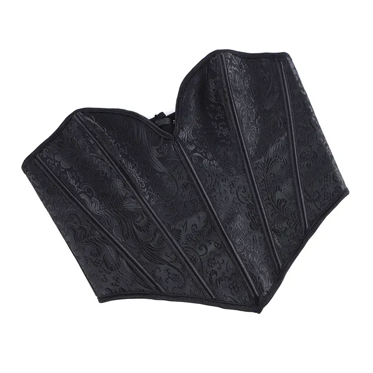 Gothic-Jacquard-Korsett für Damen, einfarbig, zum Schnüren, über der Brust