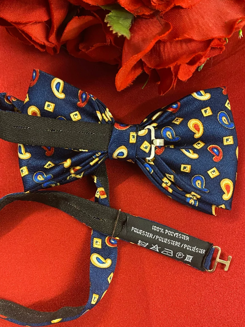 Retro Querbinder Paisley Muster Dunkelblau Vintage Fliege