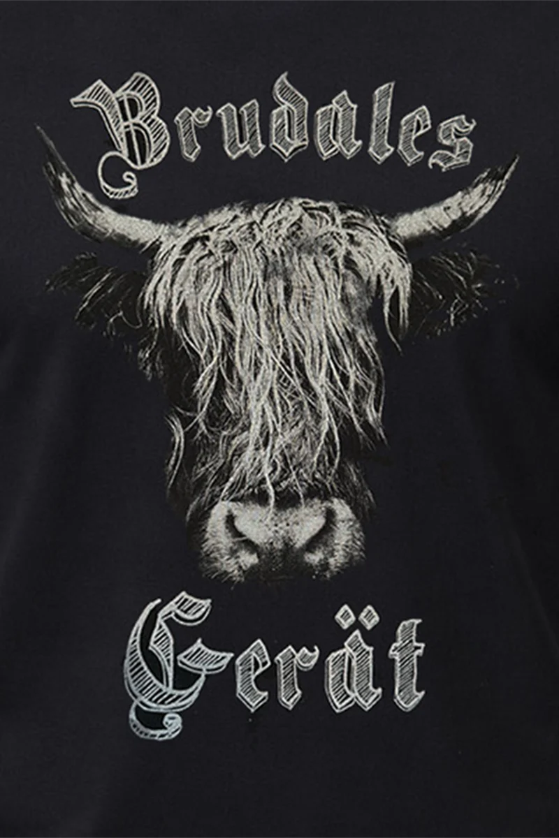 Herren T-Shirt mit Hochlandrind - schwarz