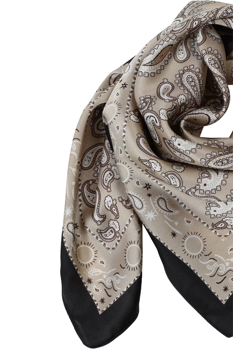 Damen Trachtentuch in Satin-Optik mit Paisleymuster - sand