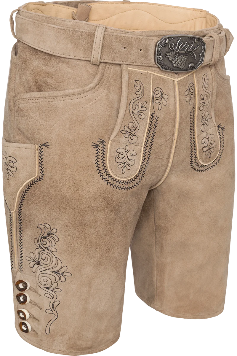 Herren Lederhose kurz mit Gürtel - linde schwarz