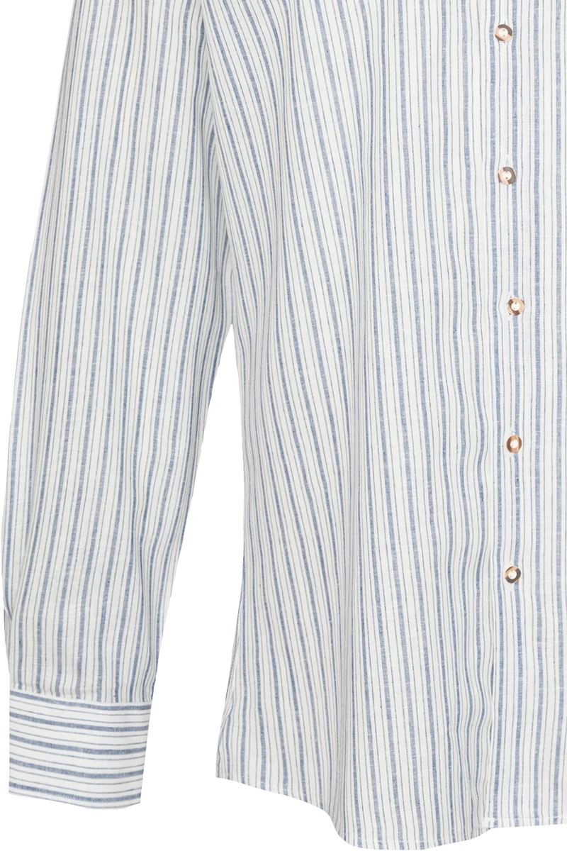 Herren Trachtenhemd mit Leinenanteil gestreift - weiß/blau