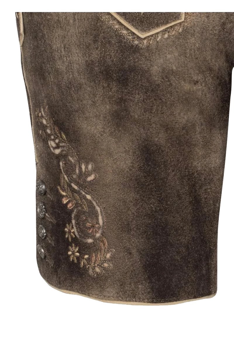 Damen Lederhose kurz mit Stickerei