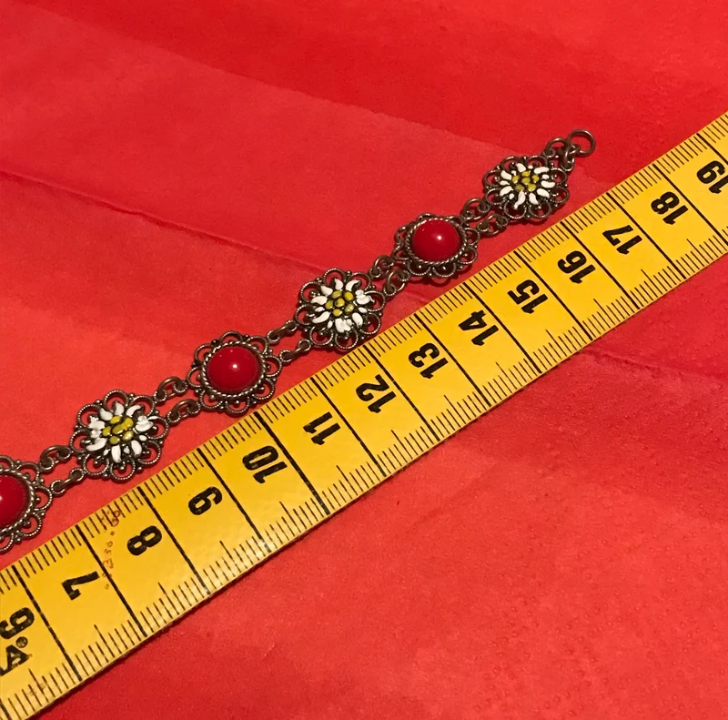 Trachtenarmband Damen – rot weiß silber