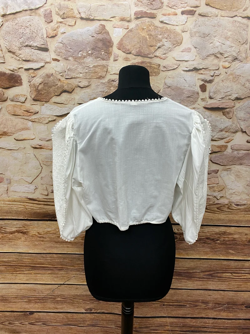 Vintage Dirndlbluse weiß - 1980er Jahren, Gr.46
