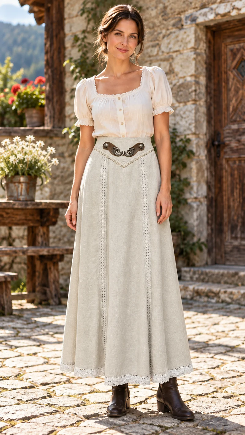 Damen Trachtenrock von Wolperdinger – Beige, Größe 36