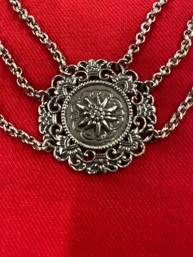 Vintage Trachtenkette silber - Edelweiß-Motiv