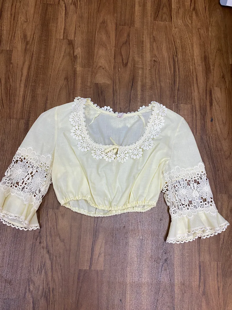Vintage Dirndlbluse creme - 1970er Jahre, Gr.44