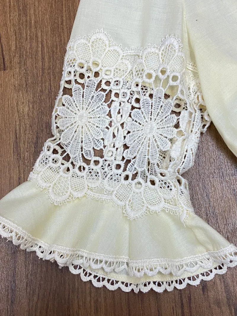 Vintage Dirndlbluse creme - 1970er Jahre, Gr.44