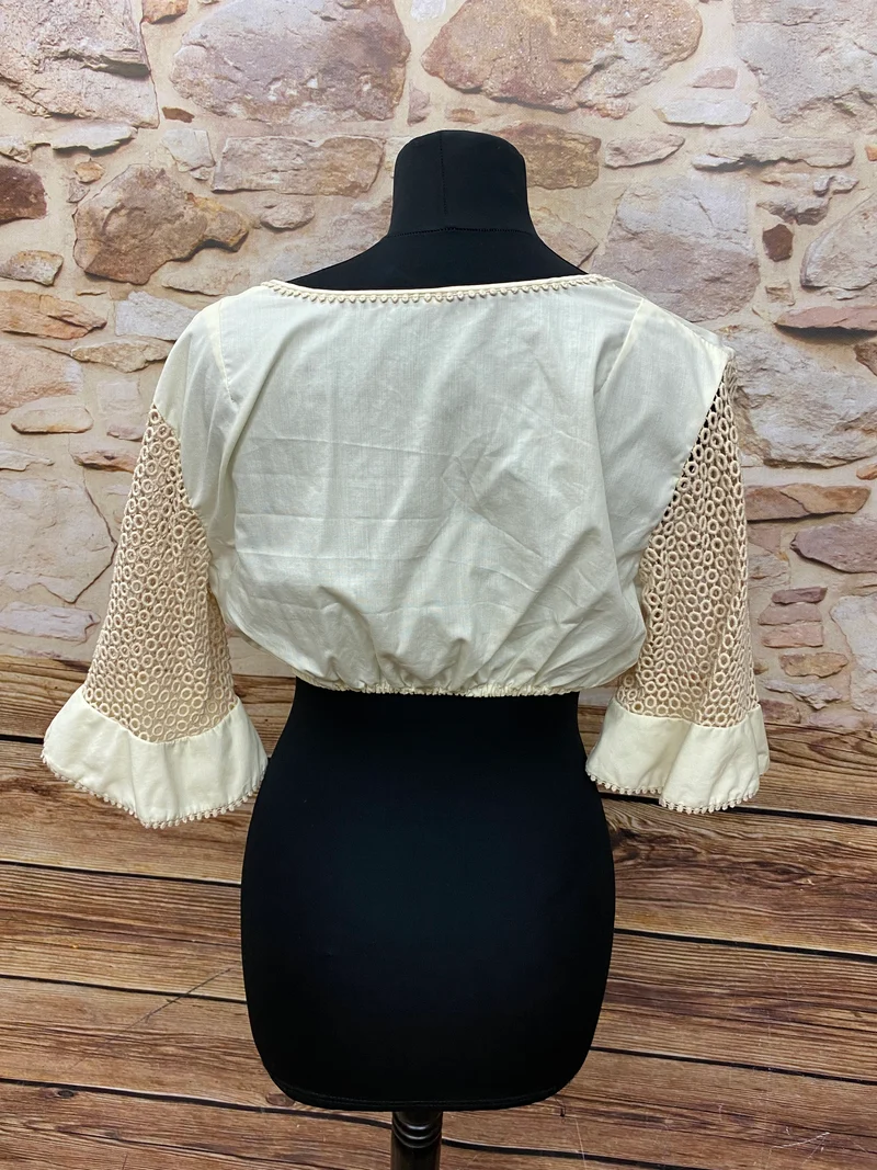 Vintage Dirndlbluse creme - Gr.48