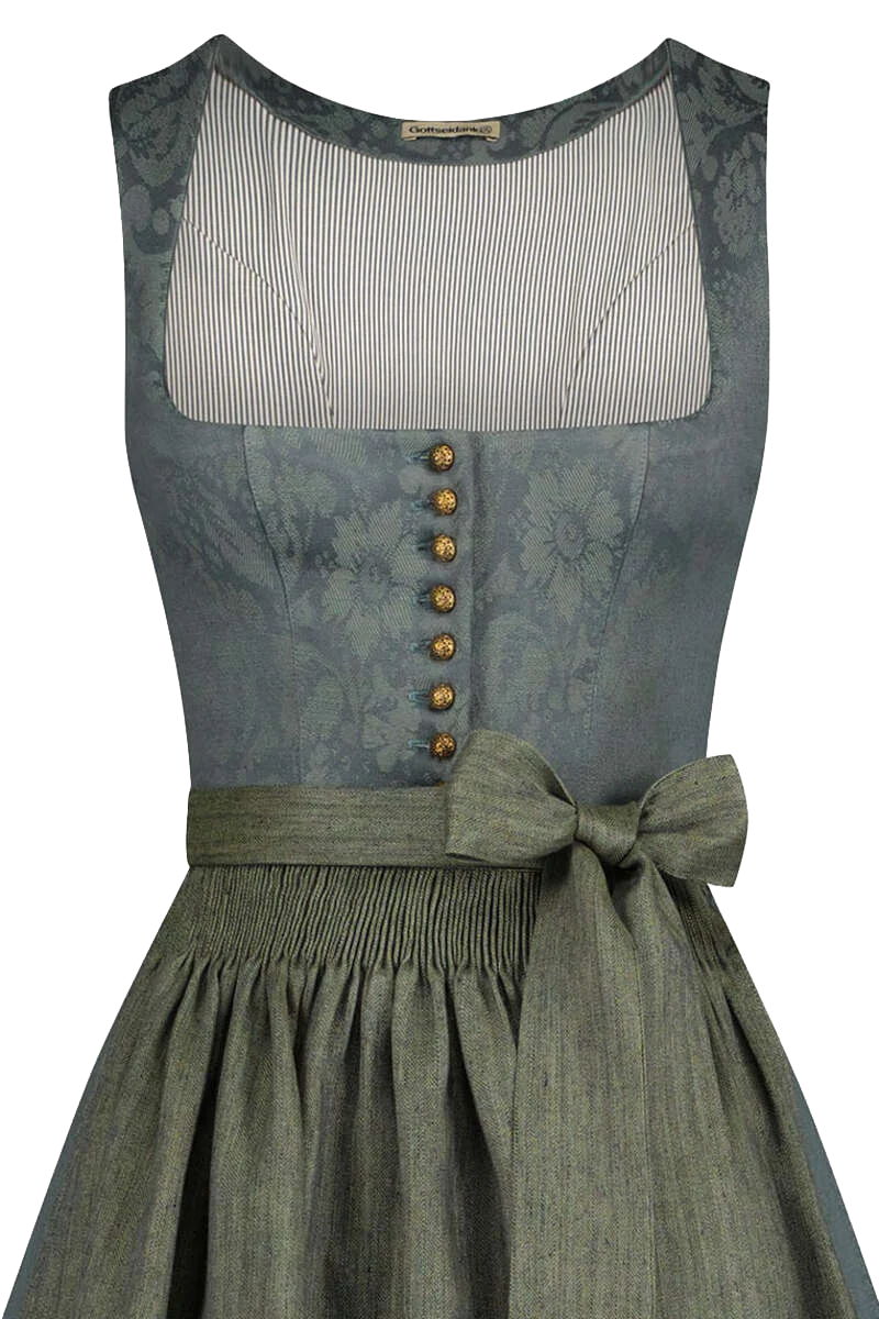Stretchdirndl Goldfarbene Knöpfe
