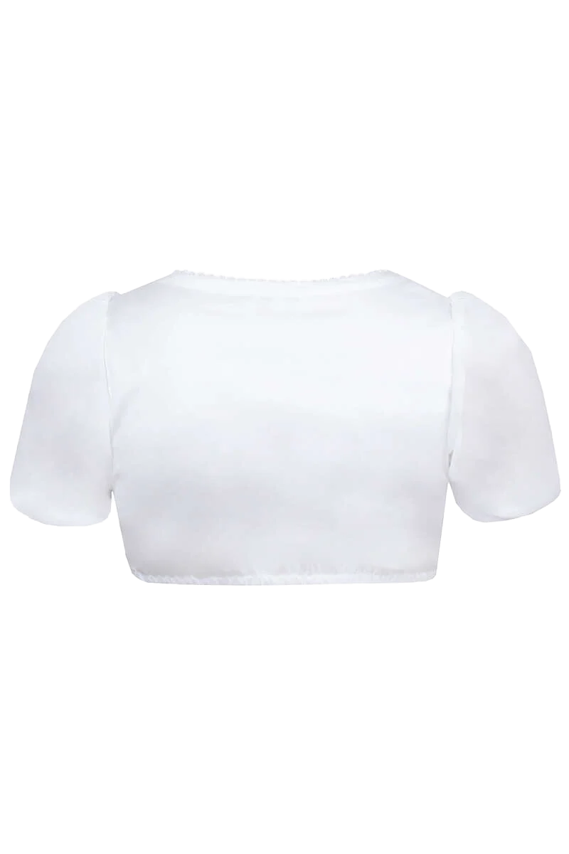 Dirndlbluse Rundhalsausschnitt mit Spitze