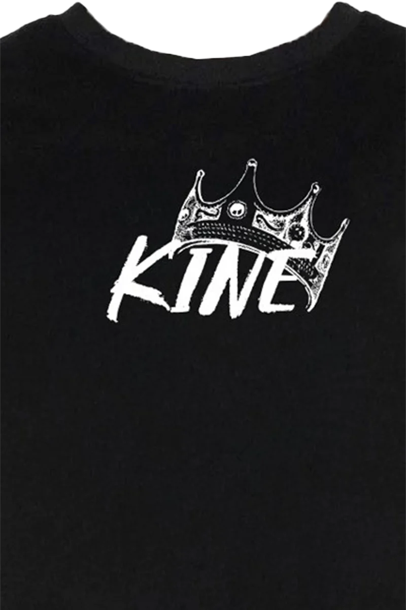 Unisex T-Shirt 'KINE' mit König Ludwig II.-Aufdruck - schwarz