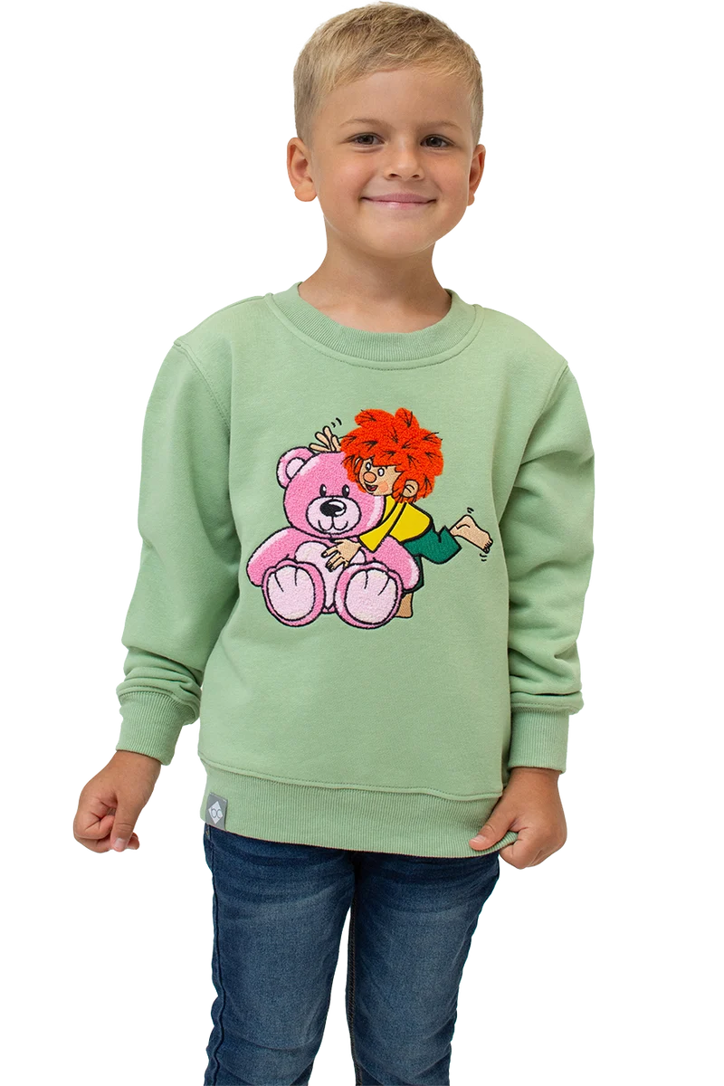 Kinder Pullover mit Frottee-Stickerei Pumuckl und Teddybär