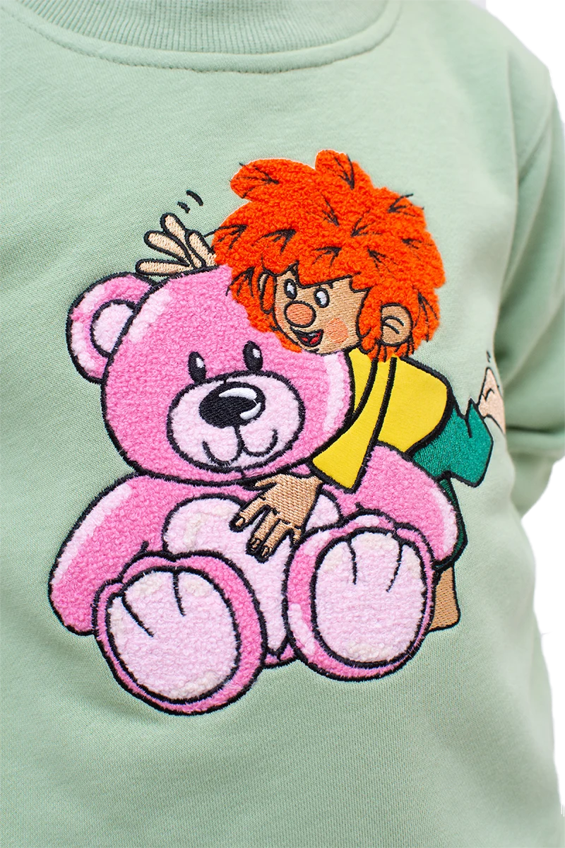 Kinder Pullover mit Frottee-Stickerei Pumuckl und Teddybär