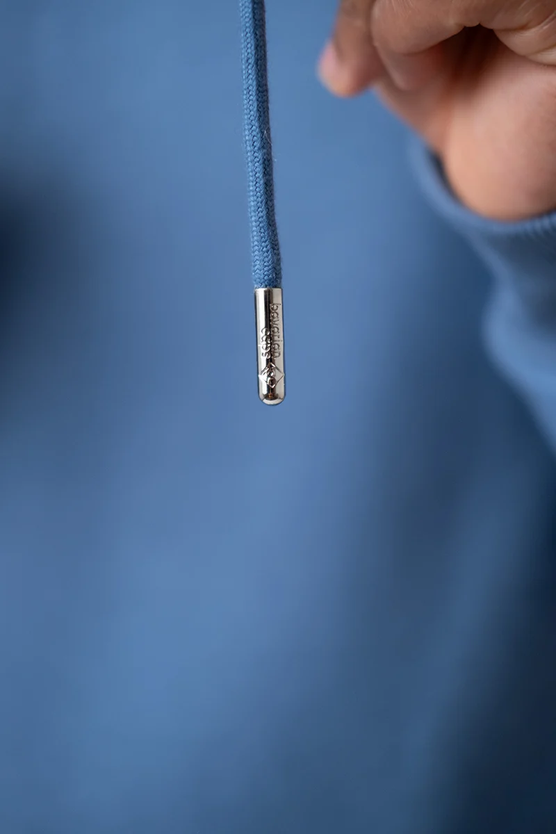 Herren Hoodie mit Edelweiß-Stickerei - stahlblau