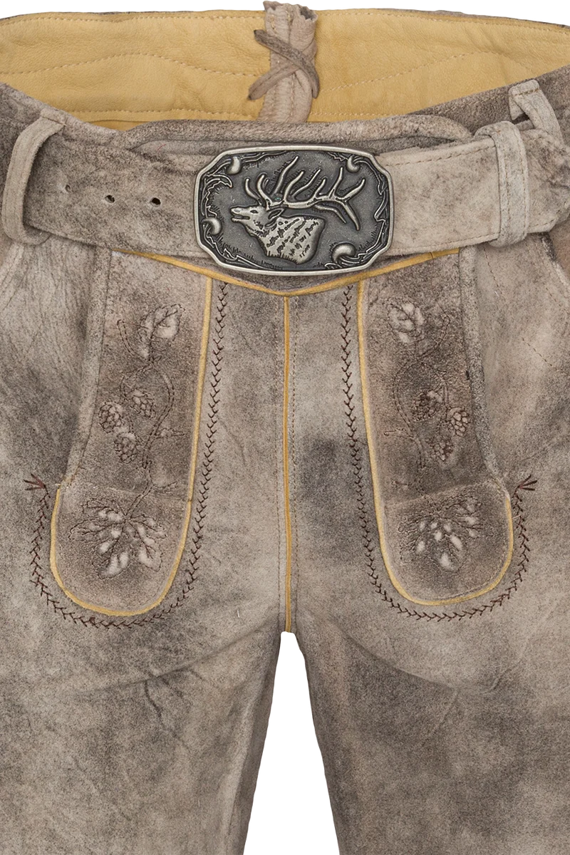 Herren Lederhose kurz bestickt mit Gürtel