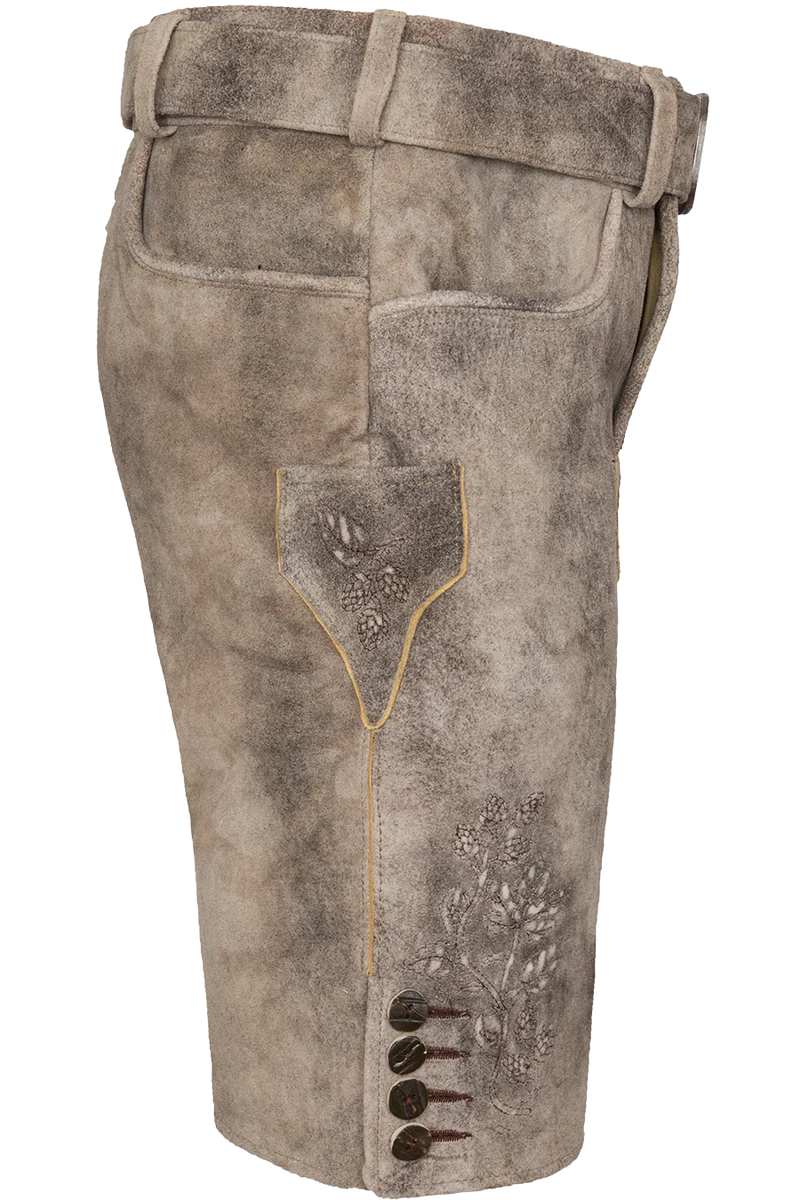 Herren Lederhose kurz bestickt mit Gürtel