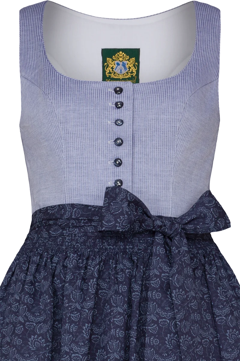 Dirndl lang gestreift mit floraler Schürze