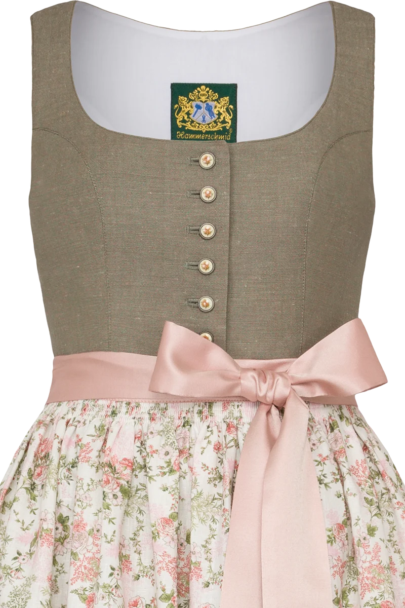 Leinendirndl lang mit floralem Muster