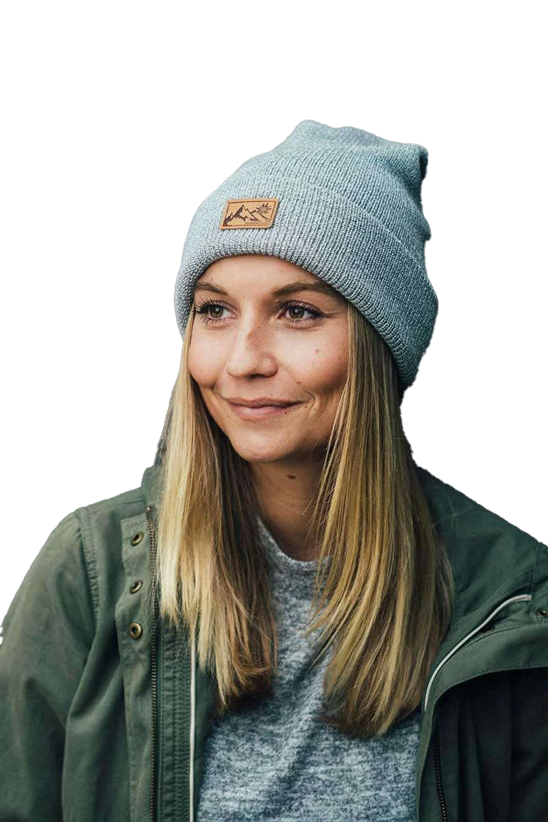 Long-Beanie Unisex mit Lederpatch
