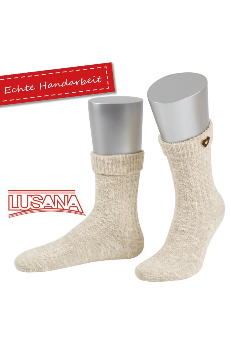 Trachtensocken mit Herzknopf - L4H.55 - Beige