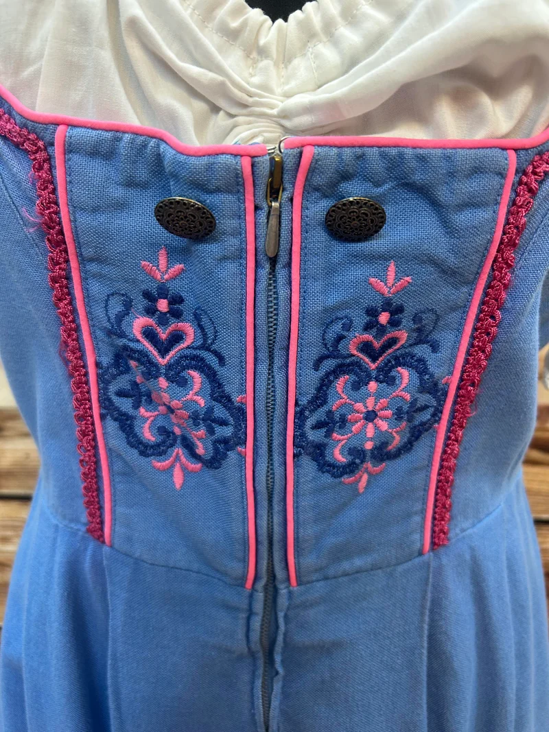 Vintage Dirndl blau rosa - 3-teilig, Gr.42