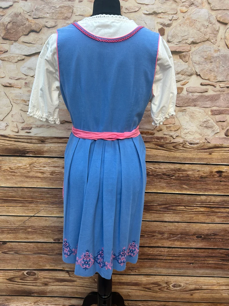 Vintage Dirndl blau rosa - 3-teilig, Gr.42