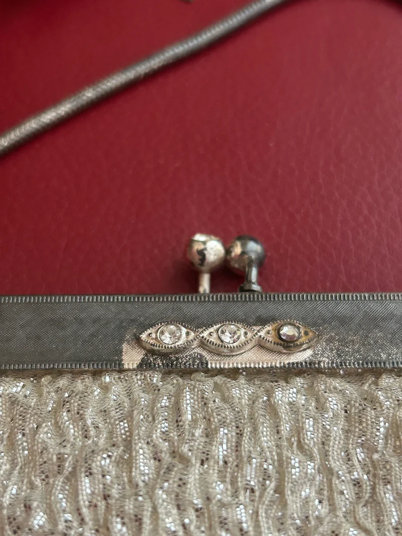 Abendtasche, Silber-Lamé – 22 × 14 cm